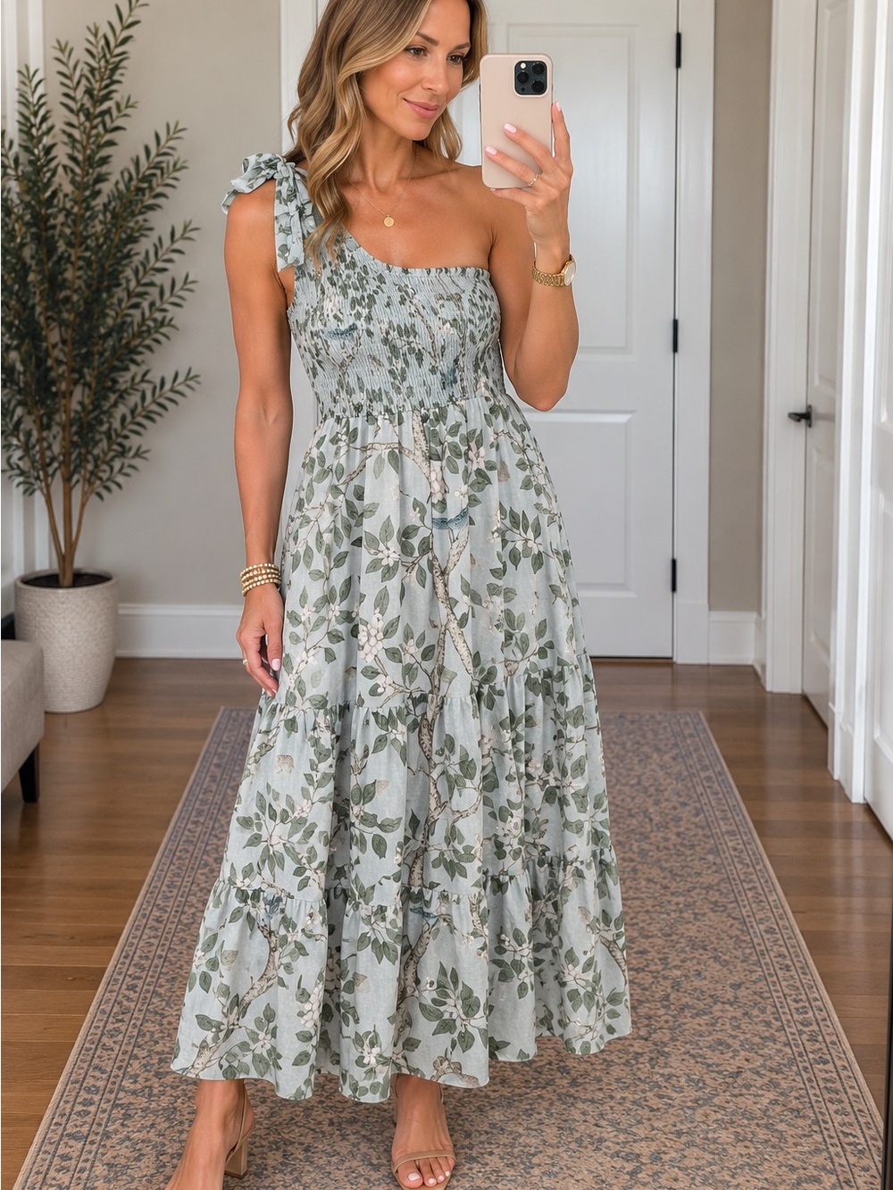 Anthropologie x Kathleen Maeve LaurenOne-Shoulder Botanical Maxi Dress – Size XS